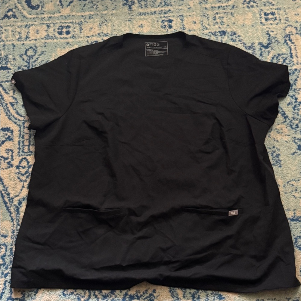 Figs Black Short Sleeve Scrub Top